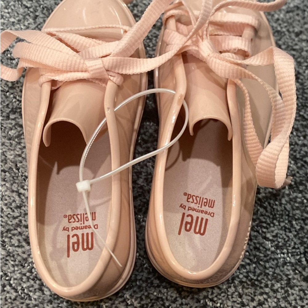 Melissa Pink Sneakers with Satin Laces and Rounded Toe